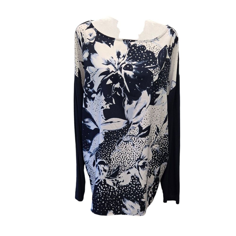 Chico's Floral Knit Woven Tunic Top Size 3